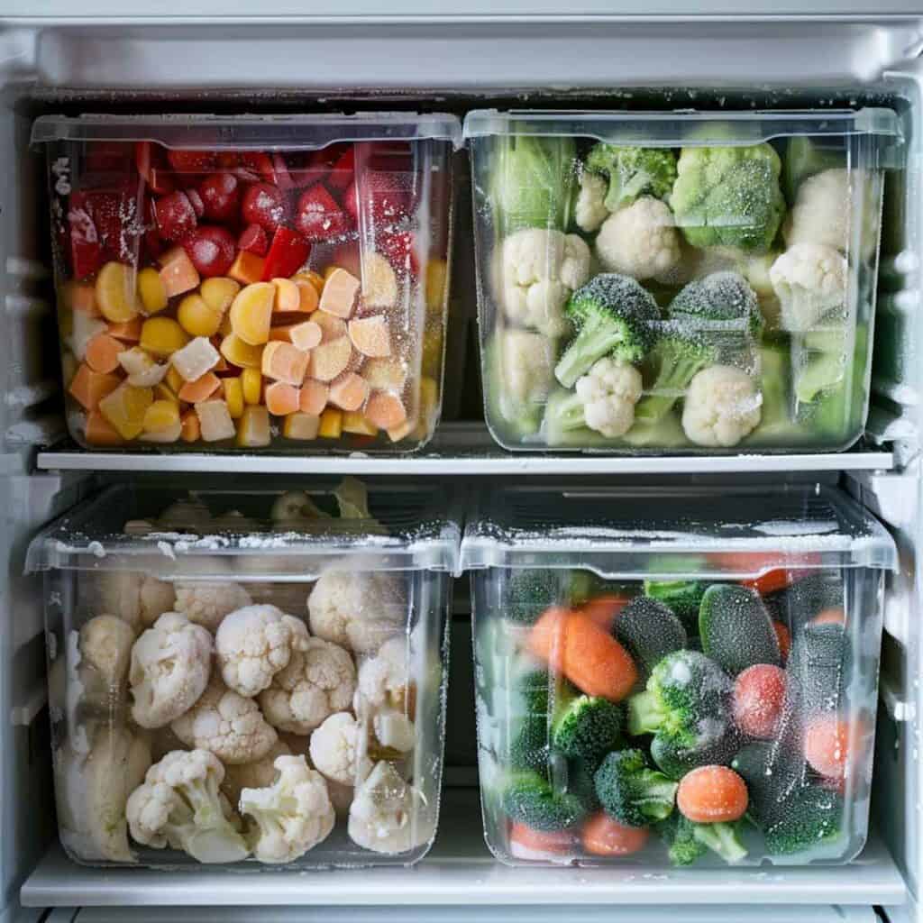 A refrigerator filled with different types of vegetables.