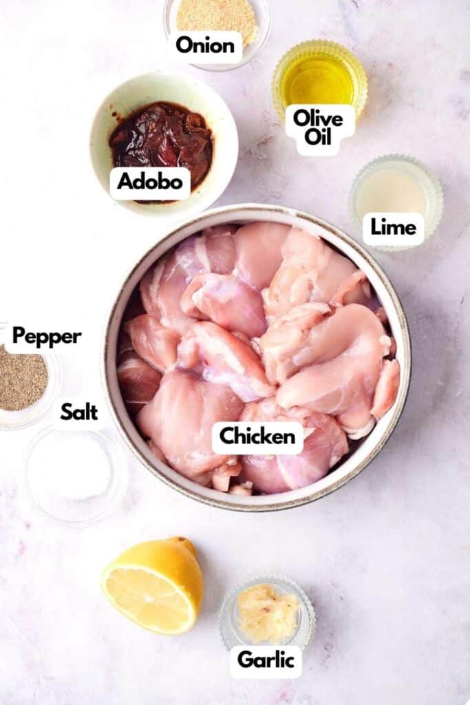 A list of ingredients for a chipotle grilled chicken dish.