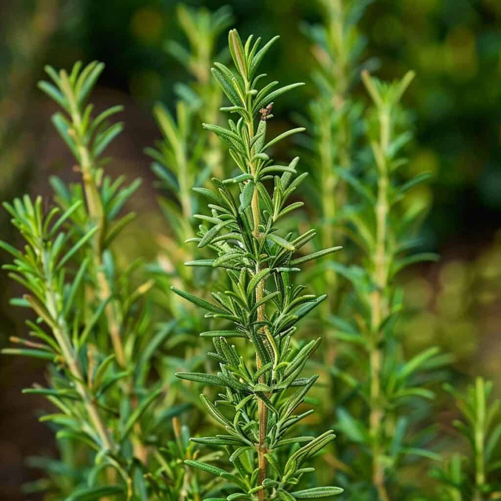 Rosemary plant in sunlight.