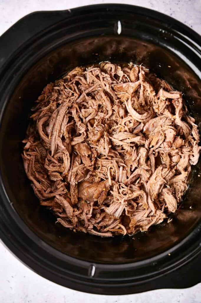 Slow Cooker Pulled Pork in a slow cooker.