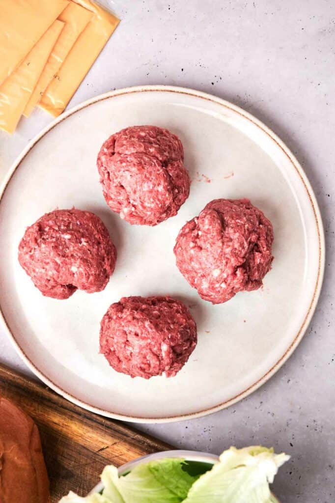 ground beef shaped into balls